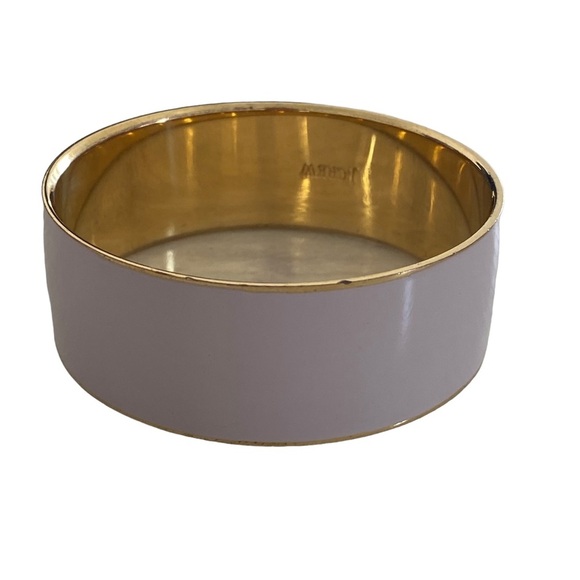J crew enamel wide cuff bangle gray lilac gold tone preowned - Picture 1 of 9